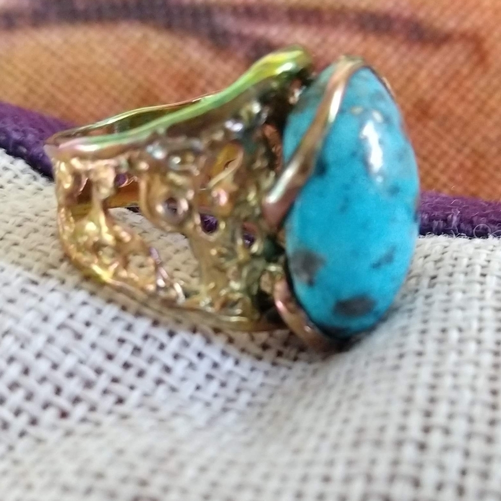 Unique natural turquoise sterling silver ring - Picture 8 of 8